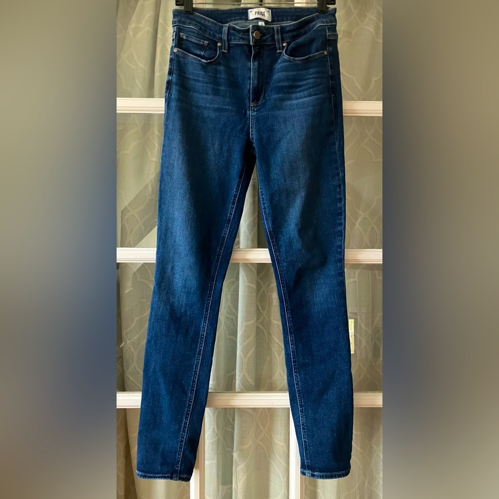 PAIGE size 29 dark wash blue denim jeans in excellent condition